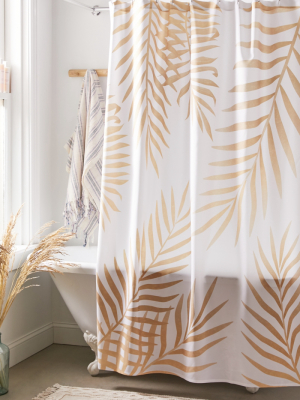 Marta Olga Klara For Deny Gold Palm Leaves Shower Curtain