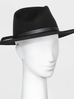 Women's Wide Brim Felt Fedora Hat - Universal Thread™ Black One Size