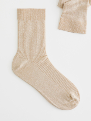 Glitter Rib Knit Ankle Socks