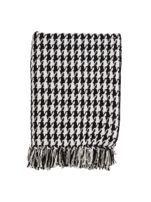 Houndstooth Throw Blanket Black - Saro Lifestyle