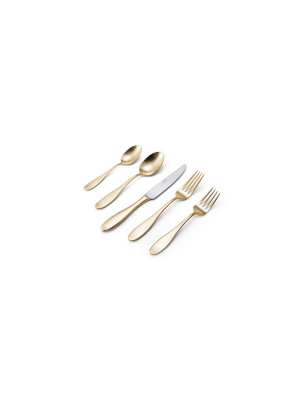 Towle 20pc Stainless Steel Gold Plated Ashwell Silverware Set