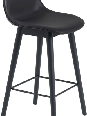 Fiber Bar Stool With Backrest - Wood Base