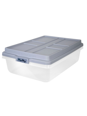 Hefty 40qt Clear Plastic Storage Bin With Gray Hi-rise Stackable Lid
