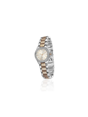 Rose Gold & Silver Plated Round Watch