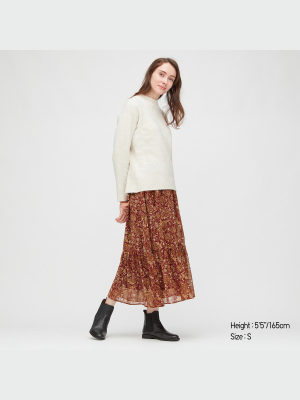 Women Joy Of Print Chiffon Tiered Long Skirt
