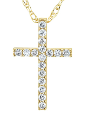 Pompeii3 1/10ct Diamond Cross Pendant 10k Yellow Gold