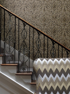 Belem Wallpaper In Chocolate And Gold By Nina Campbell For Osborne & Little