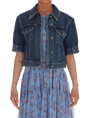 Chloé Cropped Short Sleeve Denim Jacket