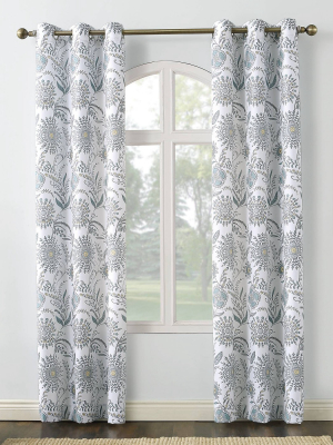 Yuto Medallion Floral Light Filtering Grommet Top Curtain Panel - No. 918
