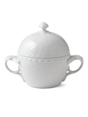 _discontinued White Fluted Half Lace Sugar Bowl