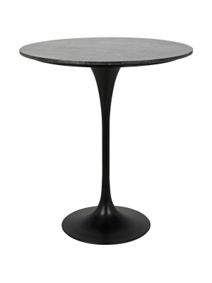 Noir Laredo 36"h Black Bar Table W/ Black Stone Top - Matte Black