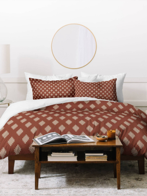 Holli Zollinger Taos Tile Marsala Geometric Duvet Set - Deny Designs