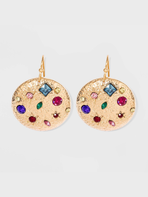 Mixed Stone Embedded Starburst Disc Drop Earrings - A New Day™ Gold