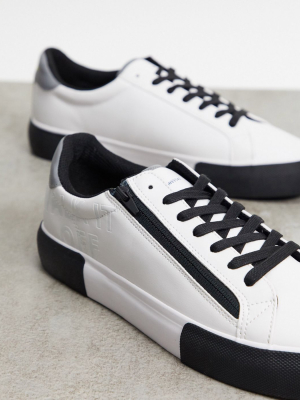 Bershka Chunky Sneakers In White With Zip Detailing