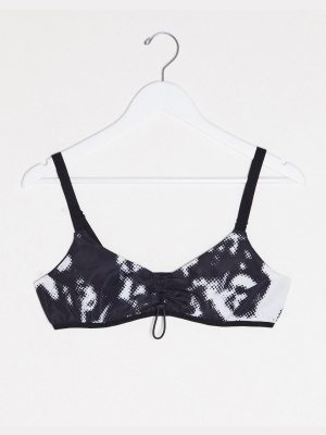 Asos 4505 Bungee Detail Woven Crop Top In Mono Print