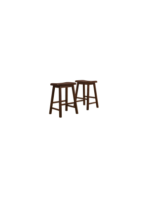 Set Of 2 Vinton Saddle Seat Counter Height Barstools Walnut - Inspire Q