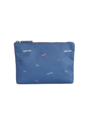 Small Pouch In Navy Oh Hey Print