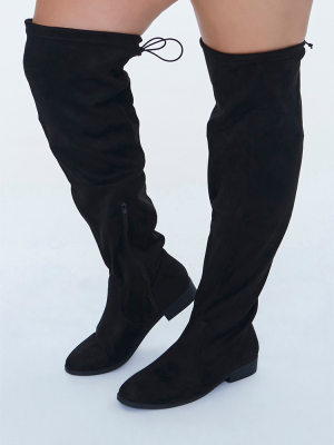 Faux Suede Thigh-high Boots (wide)