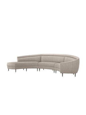 Interlude Home Capri Left Chaise 3 Piece Sectional - Light Brown