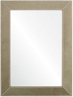 Green Hide And Bronze Nailhead Mirror