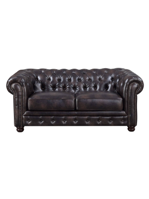 Fallon Tufted Faux Leather Loveseat - Picket House Furnishings