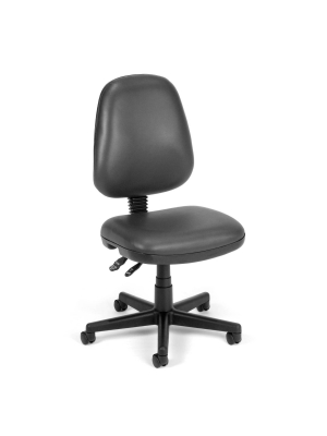 Armless Swivel Antimicrobial/antibacterial Vinyl Task Chair Charcoal - Ofm