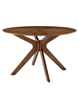 47" Crossroads Round Wood Dining Table Walnut - Modway