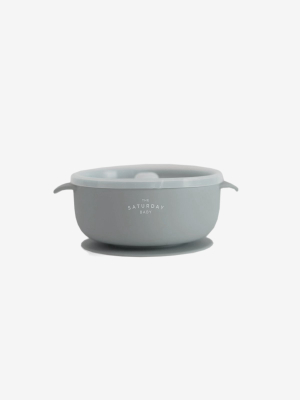 Silicone Suction Bowl W/ Lid - Sky