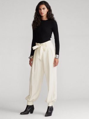 Silk-blend Belted Pant