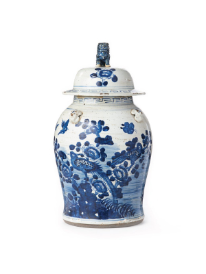 Oversized Blue And White Temple Jar