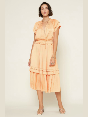 Surplice Flutter Midi Dress