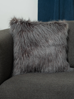 20"x20" Glitzy Faux Fur Decorative Throw Pillow Gray - Surefit