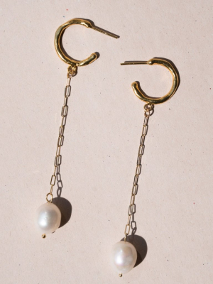 Lola Drop Earrings- Pearl + 14k Gold