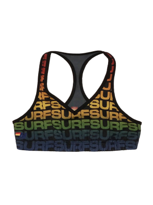 V-cut Surf Repeat Sports Bra - Charcoal