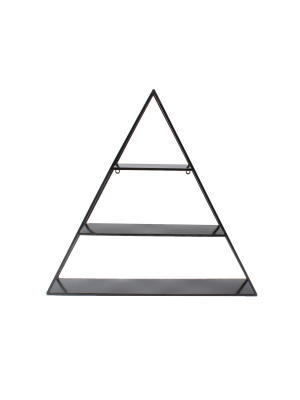 26.5" X 28" Tildan Three-tier Triangle Wood And Metal Wall Shelf - Kate & Laurel All Things Decor