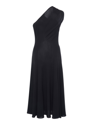 Ring-detailed Jersey One-shoulder Midi Dress