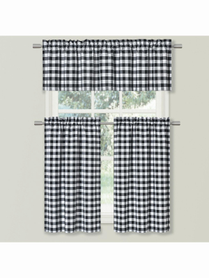 Goodgram Country Plaid Gingham 3 Pc Kitchen Curtain Tier & Valance Set