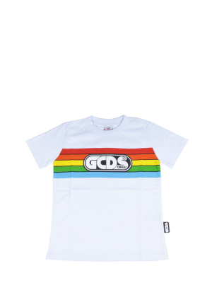 Gcds Kids Rainbow Stripe Logo Printed T-shirt