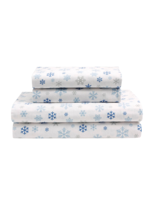 Printed Pattern Cotton Flannel Sheet Set - Elite Home Products