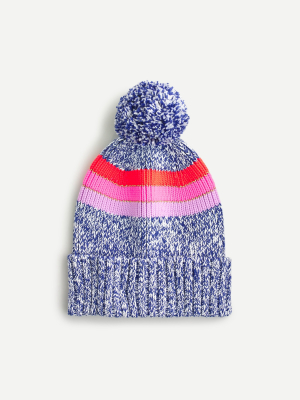 Girls' Beanie In Rainbow Stripe