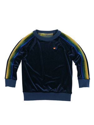 Kid's Classic Velvet Crew Sweatshirt - Navy // Green