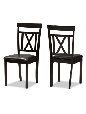 Set Of 2 Rosie Modern And Contemporary Faux Leather Upholstered Dining Chairs Dark Brown - Baxton Studio