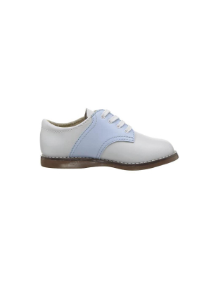 Footmates Saddle Shoe - White With Light Blue