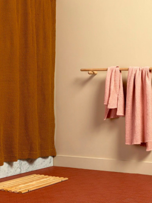 Simple Waffle Shower Curtain - Terra Cotta