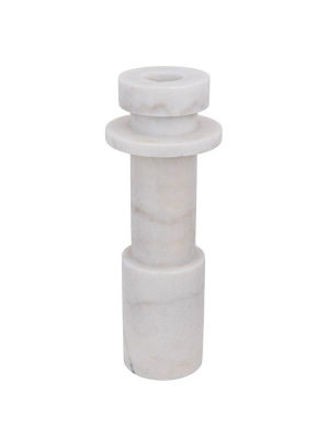 Shine Candle Holder In White Stone