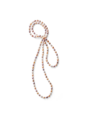 Oval Pastel Pearl Rope Necklace