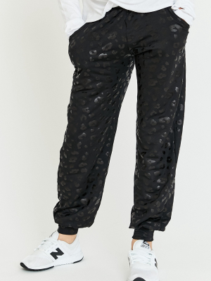 Girls Black Cheetah Foil Jogger