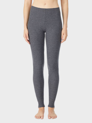 Warm Essentials By Cuddl Duds Women's Soft Ribbed Thermal Leggings - Charcoal Heather