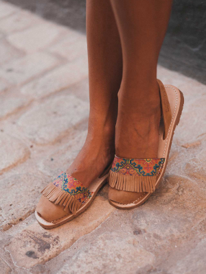 Folklorico - Leather Embroidered Menorcan Sandals