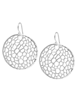 Silver Plated Round Filigree Drop Earrings